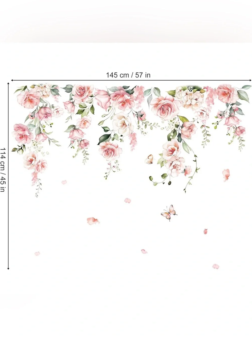 Decalmile Large Pink Floral Hanging Vine Wall Decals – Peel & Stick